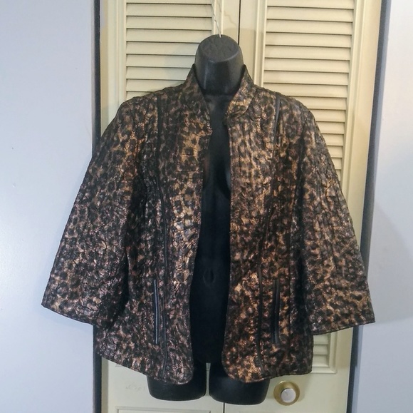 Chico's animal print faux leather trim - Picture 4 of 7